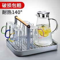 Family drinking cup household set teacup transparent kettle tempered glass large capacity living room light luxury hospitality
