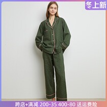 South Korea autumn ulala cotton pajamas womens long sleeve pants simple casual pair V collar polka dot princess style home wear
