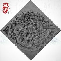 Siheyuan brick carving antique wall relief 127cm Zodiac birthday background wall blue brick wall brick DH281 shadow wall