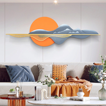 New Chinese Sunrise Wall Decoration Pendant Sofa Background Wall Iron Art Hanging Painting Headboard Restaurant Zen with light and extravagant wall