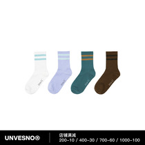 Unvesno (UN) brand limited summer mid-calf socks sports casual striped cotton socks