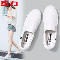 Pull back womens shoes Summer new canvas shoes womens versatile lazy pedal shoes Womens old Beijing cloth shoes womens white shoes