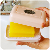 Enlarge toilet double drain sponge soap box with lid cute Japanese soap rack transparent soap laundry soap box