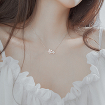  Cherry blossom necklace female fairy sterling silver light luxury niche clavicle chain cold wind neck necklace simple net red temperament summer style