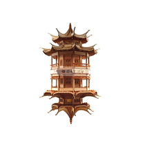Ancient building Soviet semi-tenon and Tenon hand assembled octagonal pavilion double eaves Pavilion wooden Chinese model craft gift ornaments