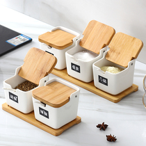 Nordic kitchen ceramic seasoning can household seasoning box personality creative combination single can condiment salt jar sugar monosodium glutamate