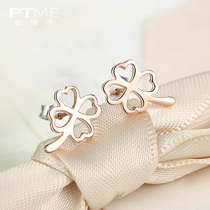 Sterling silver earrings female Korean temperament to sleep without picking simple sweet earrings silver jewelry four leaf clover earrings small