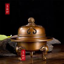 2021 Hu Qingsong copper incense burner three-legged Xiangsu workers handmade lost m wax legal household copper tea club