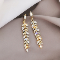 Temperament Full Drilling Leaves Earrings 2020 New Personality Long style streaming suearrings 100 lap net red ear Ear Ornaments Woman