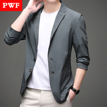 Summer new light thin western suit mens ultra-thin breathable sun protection small suit mens western coat trendy casual suits