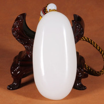 Limited time scramble for 1 yuan auction @ Xinjiang sheep fat white jade raw stone Afghanistan white jade raw material handlebar piece to send the hanging rope