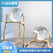 Light luxury pure copper creative crystal ball ornaments Living room TV cabinet Office gift ornaments Home decorations