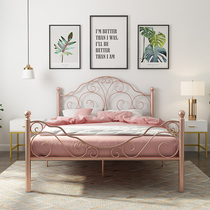 European-style wrought iron bed Simple modern girl iron bed Golden princess bed Girl net red ins style single double bed