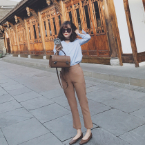 Autumn 2021 new womens autumn shirt casual pants set two-piece casual fashion foreign atmosphere age slim