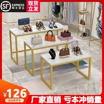 Clothing store display table shopping mall golden shoes bag floor-to-ceiling display rack rectangular high and low middle island water table