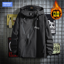 Tide brand mens new loose large size autumn and winter jacket trend tooling stormtrooper Hong Kong wind hooded windproof thickened jacket