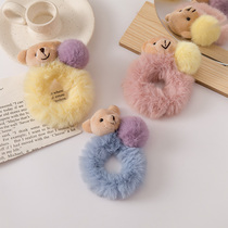 Little raccoon plush headstring women Korean simple ball head Hairband Net red leather case cute leather band autumn and winter headdress