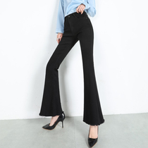 Black trumpet jeans womens spring and autumn 2021 New High waist elastic slim slim lady mop trousers