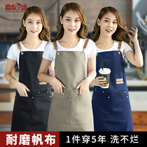Canvas denim apron custom logo printing home nail hairdresser milk tea shop cafe kitchen overalls