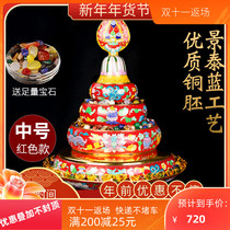 Tibetan cloisonne hand-polished red copper eight auspicious manzapan Tibetan Buddhist seven treasures Mandard red medium