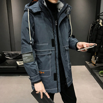 Winter down jacket mens medium and long 2021 new trend handsome autumn and winter thickened tooling coat tide brand