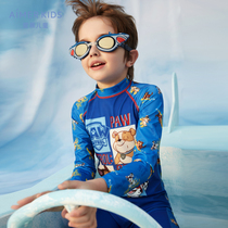 21 summer new product Adoring children 2-year-old boy Woof team boy long sleeve one-piece swimsuit Physical sunscreen thin breathable