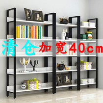  Bookshelf simple shelf Living room bookcase steel and wood combination storage shelf simple floor storage rack Wrought iron custom