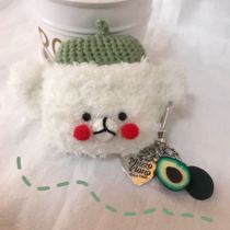 Small Bear Apple headphone shell airpods1 2 generation pro3 Defur wire suede protective sheath Handmade material coated silicone cover