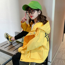 Korean girl spring and autumn coat 2021 New Korean version of foreign style childrens windbreaker medium coat