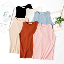 2020 summer new Hong Kong style camisole women slim Korean solid color semi-high collar sleeveless bottoming shirt shirt