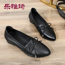 Real Leather Middle-aged Woman Single Shoe Square With Mom Shoes Comfort Soft Bottom Women Shoes Spring Autumn Casual Women Leather Shoes Non-slip Bull Fascia Bottom