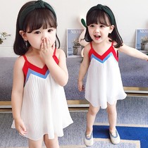 Girls dresses summer 2021 new 1 baby summer dress 2 little girl princess style 4 years old 3 childrens suspender skirt