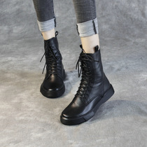 Net red leather Martin boots women breathable cool boots 2021 New Wild spring and summer womens shoes hollow feet small high shoes