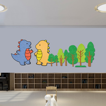 Dinosaur Forest Design environmental protection cork board colored felt board Photo Wall kindergarten work exhibition message board background wall sticker bulletin board display cute wall sticker area corner ring creation small tree self-adhesive