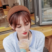 Teddy velvet wide-sided hairband Korean Net red hair band female face wash head hoop temperament hairpin simple Joker out autumn and winter