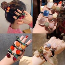 Korean net red BAO WEN head rope rubber band tie hair accessories headdress beaded hair ball simple fashion hair ring adult