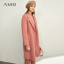 Minimalist flagship store AMII2021 winter New Australian wool double-sided long coat women