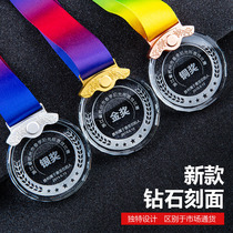 Marathon medals customized custom crystal small listing games Metal blue ball Football childrens trophy souvenirs