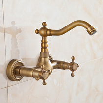 Antique tap full copper European-style retro tap bathtub tap into the wall tap can be rotated 360 °