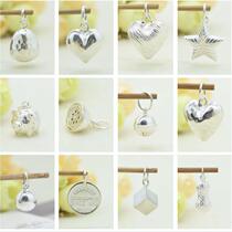 S925 sterling silver DIY accessories small square Bell Lotus pig round brand small pendant plain silver pendant silver jewelry