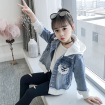  Childrens clothing girls  autumn denim jacket 2021 new foreign style net red childrens fashionable top female big boy spring and autumn