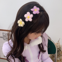 Hyuna wool flower hairpin female net brown candy color edge clip duckbill clip cute girl heart color small flower hairpin