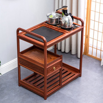 Drawer type mobile tea car kettle integrated home simple Chinese tea table flower pear red sandalwood solid wood tea table