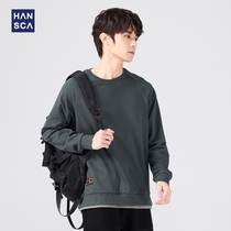 Hanska Klein due to blue round collar necropolis for mens autumn winter new loose 100 lap and thickened warm jacket man