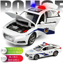 JK 1 32 Honda Accord six-door police car alloy model realistic siren metal sound and light return toy car