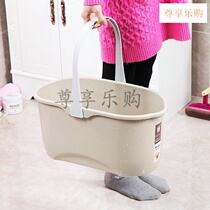 Mopping old-fashioned mop bucket oval household cleaning bucket single barrel plastic bucket dual-use single barrel gray widened hand