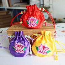 Fetal hair collection sachet purse Dragon Boat Festival Lotus embroidery bag Children long rope halter neck sachet boutique