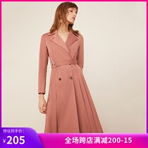 lily summer new windbreaker womens long coat British style loose khaki temperament classic