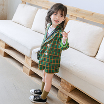 Hong Kong Korean Boy Clothing Autumn Clothing Girl Foreign Air Suit Fall Trendy Girl Plaid Suit Jacket Shorts