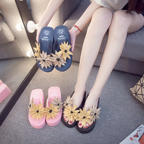 European station summer fashion flip-flops women wear thick bottom sandals Net red muffin sandals